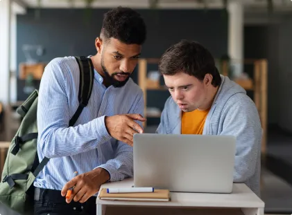 a teacher speaks to a student