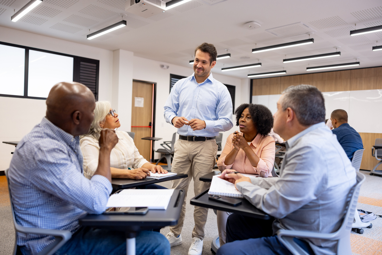 Students in an adult education class.